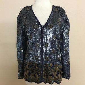 Vintage Grace Original Sequin Beaded zip up jacket